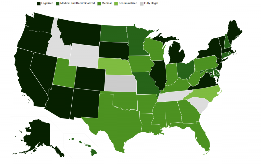 map of legality in all 50 states